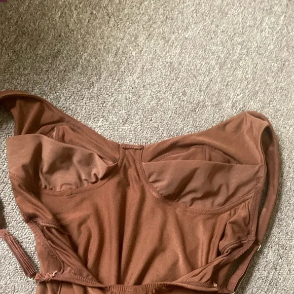 HAH We Are Brown Bodysuit One Piece with Scoop Neck and High-Cut Legs - Picture 9 of 9
